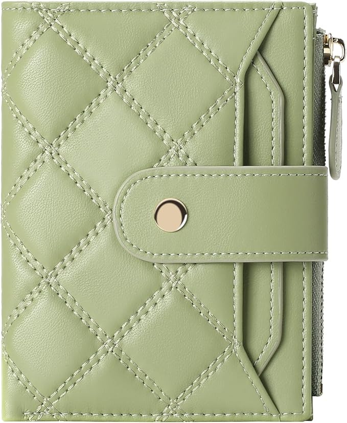 SENDEFN Small Wallet for Woman Leather RFID Blocking Bifold Zipper Pocket Credit Card Holder