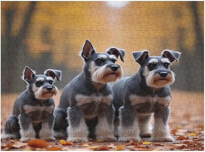 Miniature Schnauzers in Autumn Park - 500 Piece Jigsaw Puzzles for Adults，Stress Relieving Game Props Positive Thinking Puzzles Party Entertainment Puzzles for Adults and Teens Toy