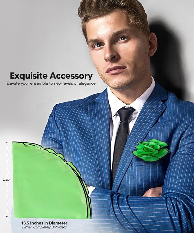 Premium Pre-Folded Four-Point Suit Pocket Square for Men with Sewn Pocket Fold