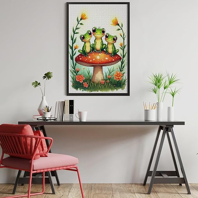 Jigsaw Puzzles for Adults 1000 Piece - Colorful Frogs Wooden Puzzles, Unique Gifts for Wall Art，Family Puzzles，Educational Games，Challenge Puzzles