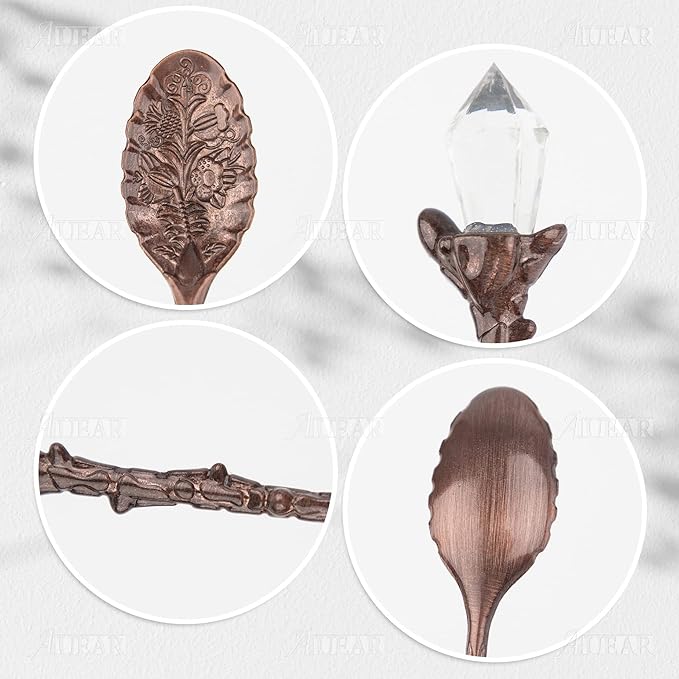 AUEAR, 16 Pack Vintage Coffee Crystal Spoons Decorative Tea Carved Spoon for Kitchen Accessory 4 Colors
