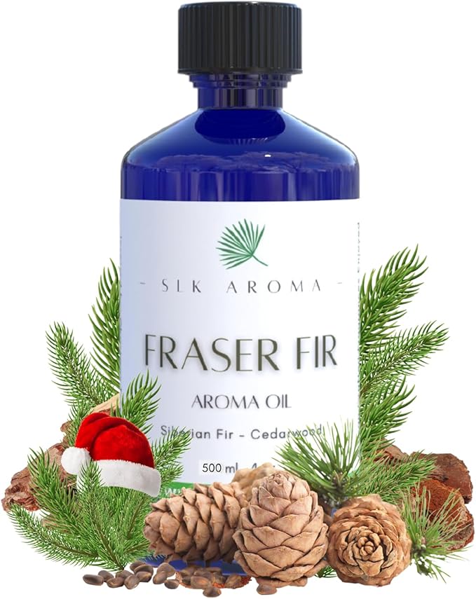 Fraser FIR Aroma Oil for Diffusers - The Fresh Smell of Christmas Trees and The Holidays - Niche Blend of Siberian Fir, Himalayan Cedar, Essential Oils - Great for Plastic Trees (500 ml)