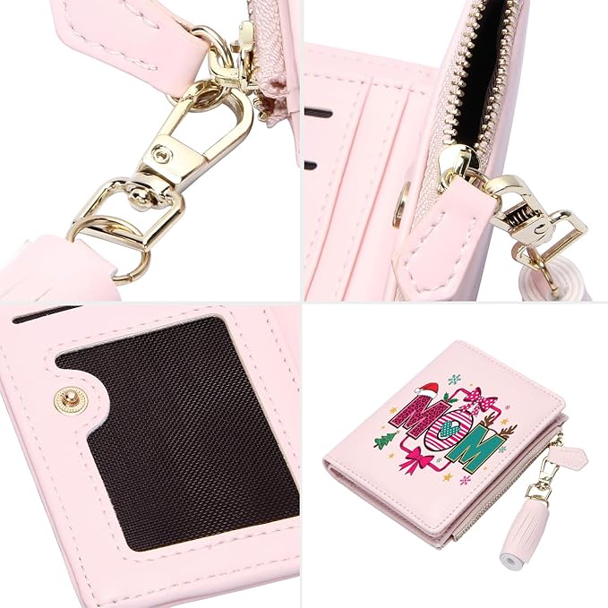 GEEAD Custom Design Small Wallets for Women Bifold Slim Coin Purse Zipper ID Card Holder for Christmas
