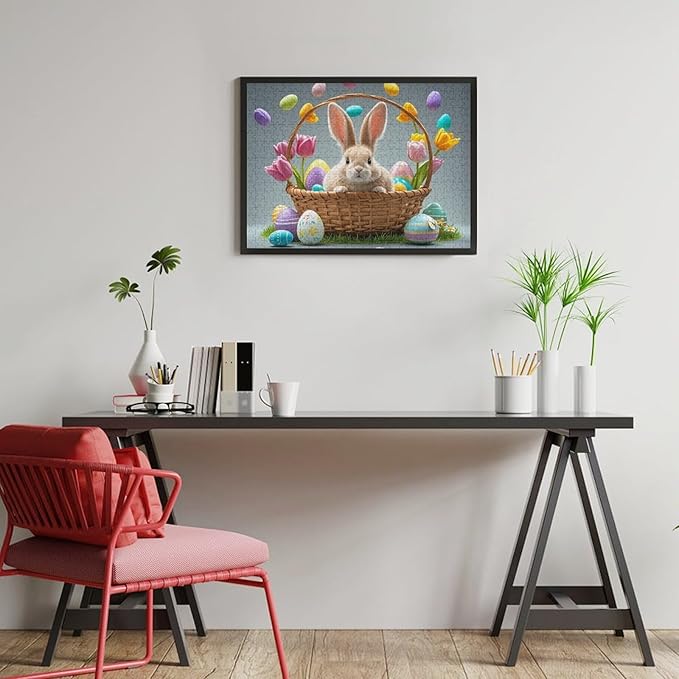Wooden Puzzle - Easter Tulips Bunny Jigsaw Puzzles，Wooden Puzzles for Adults 500 Pieces Challenge Puzzles，Educational Games，Family Puzzles，Unique Gifts for Wall Art,Funnny Puzzles