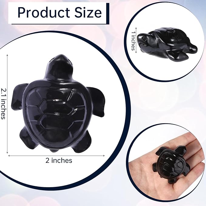 Crystal Travel Sea Turtle Figurines, Black Obsidian Turtle Travel Gifts for Women Men Travelers, Hand Carved Good Luck Charm, Spiritual Companion Collectible Animal Statue Decors 2.1”