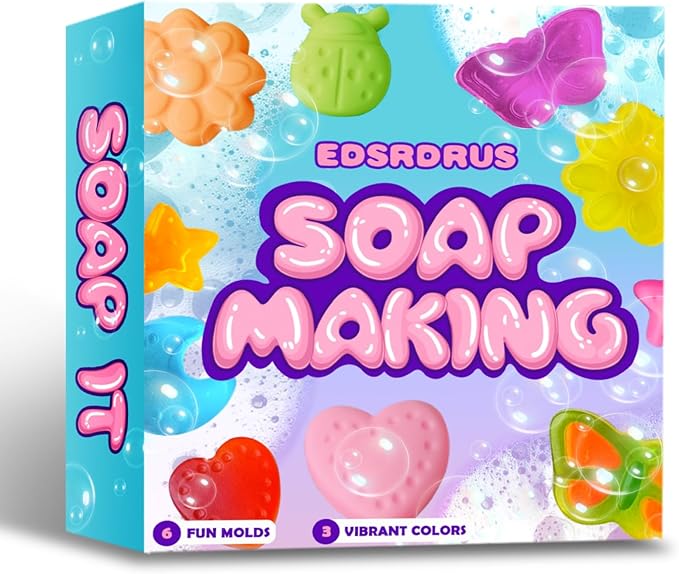 EDSRDRUS Soap Making Kit Series - Soap Making Supplies with Glycerin Soap Base, Silicone Molds, Fragrance Oils, Pigments & More (Colorful Beginner Soap Making Kit)