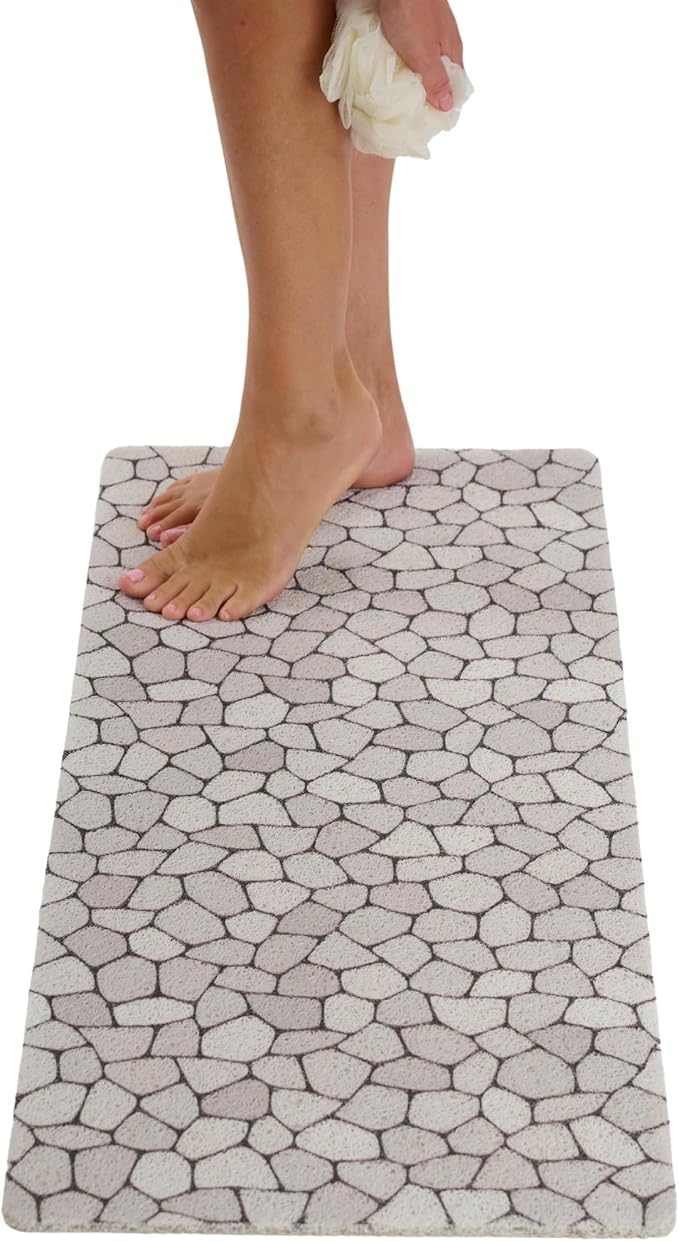 Non Slip Bathtub Mat Shower Mat for Tub - Loofah Bath Mats for Bathroom - 40x16 Bathtub Floor Mat - Textured Anti Slip Bath Mat Without Suction Cups - Secure Mat for Wet Areas (40x16 Pebble)