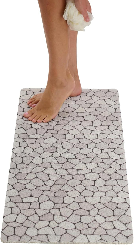 Non Slip Bathtub Mat Shower Mat for Tub - Loofah Bath Mats for Bathroom - 40x16 Bathtub Floor Mat - Textured Anti Slip Bath Mat Without Suction Cups - Secure Mat for Wet Areas (40x16 Pebble)
