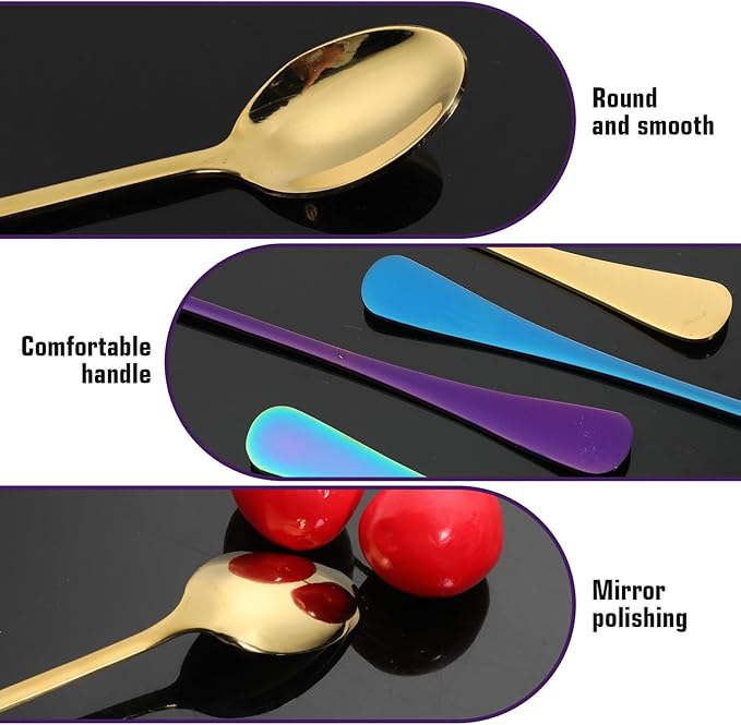 Long Handle Spoon 9.5-Inch Long Handle Ice Tea Spoons 4PCS Stainless Steel Iced Teaspoon for Mixing Tea, Coffee, Milkshake, Cold Drink Iced Teaspoons Long Coffee Spoons