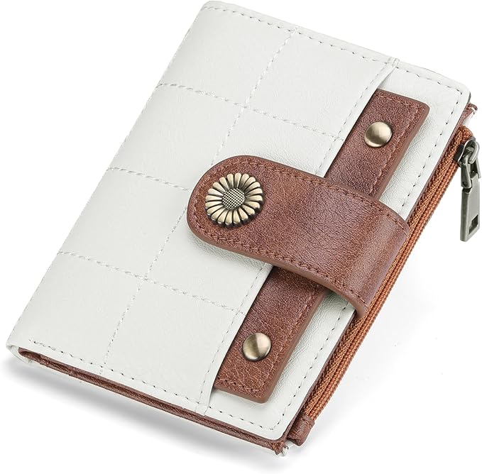 SENDEFN Small Wallets for Women Leather RFID Blocking Bifold Zipper Pocket Wallet with ID Window