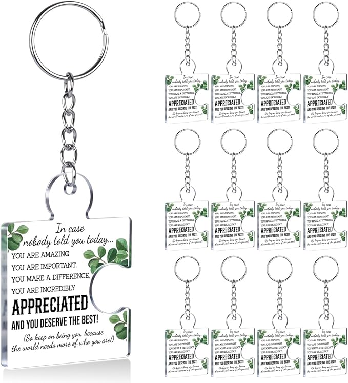 Team Appreciation Gifts for Employee Coworker Staff Bulk, Teamwork Thank You Gift Set Puzzle Piece Acrylic Keychains