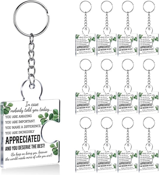 Team Appreciation Gifts for Employee Coworker Staff Bulk, Teamwork Thank You Gift Set Puzzle Piece Acrylic Keychains