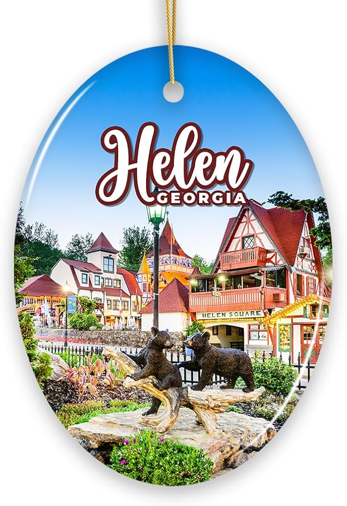 Beautiful Helen Town Georgia Ornament, German-Inspired Alpine Village