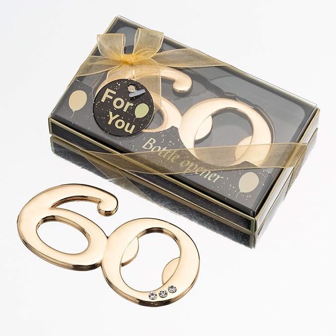 24PCS Latest 60 Bottle Openers for 60th Birthday Party Favors or 60th Wedding Anniversary Party Gifts 60th Birthday Party Gifts Souvenirs Decorations for Guests