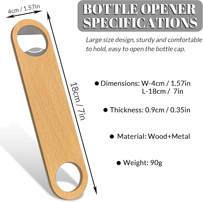10-100 Custom Wooden Handle Bottle Openers – Laser Engraved Logo/Text – Personalized Beer Openers for Bars, Breweries, Restaurants, Events, Corporate Gifts