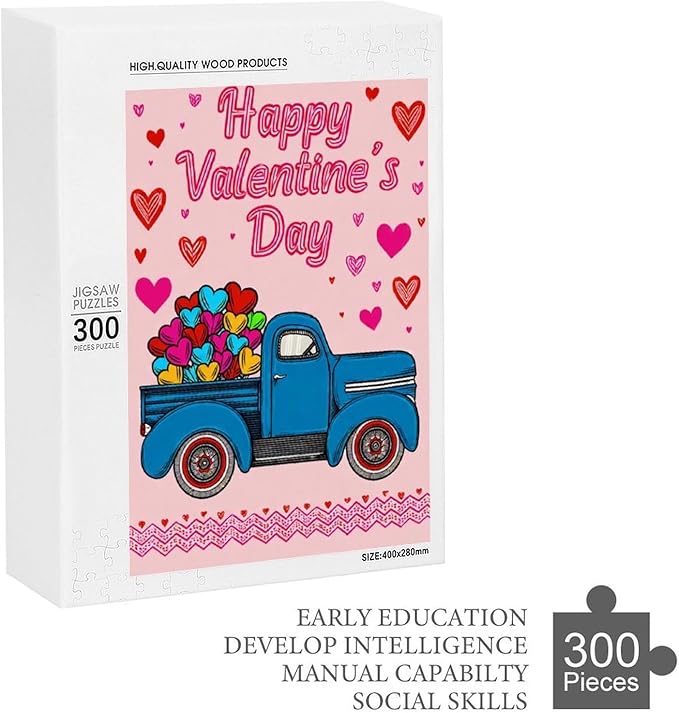 Wooden Puzzle - Happy Valentine's Day Jigsaw Puzzles，Wooden Puzzles for Adults 300 Pieces Challenge Puzzles，Educational Games，Family Puzzles，Unique Gifts for Wall Art