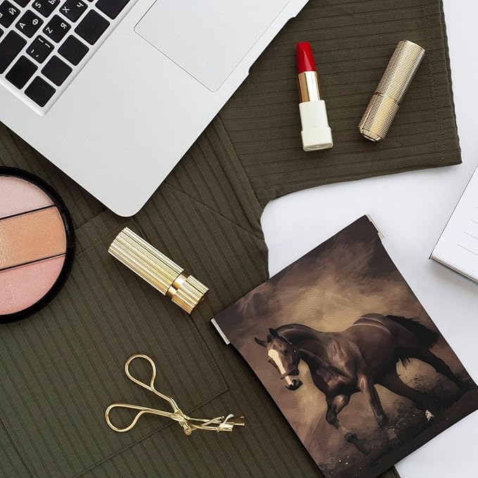 Coin Purse running horse Leather Squeeze Coin Purse Mini Pouch Change Wallet Bag Gifts for Women Kids Girls Key Holder