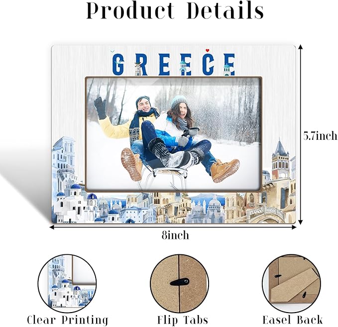 Greece Picture Frames, Greece Souvenirs, Tabletop Photo Frame for Vacation, Wedding, Engagement, Birthday, Special Occasion, Home Office Living Room Table Decorative Supplies, Tabletop Display-19