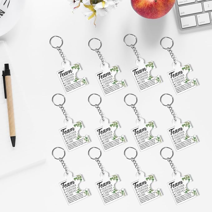 Team Appreciation Gifts for Employee Coworker Staff Bulk, Teamwork Thank You Gift Set Puzzle Piece Acrylic Keychains