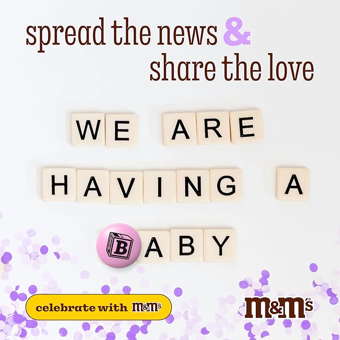M&M'S WORLD New Baby Milk Chocolate Candy 2lb Bag with Assorted M&M'S for Showers Gender Reveal Parties and Newborn Gift Ideas