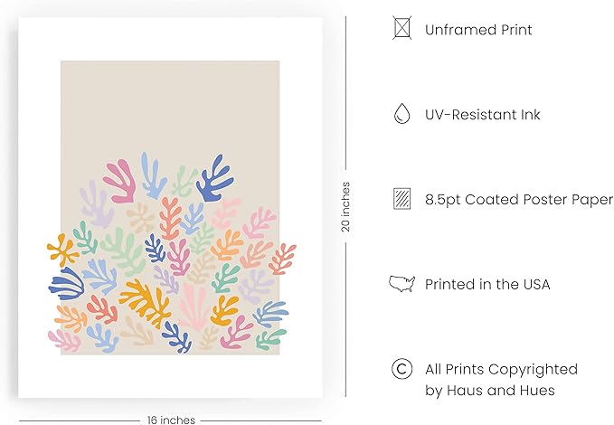 HAUS AND HUES Matisse Wall Art Exhibition Poster, Matisse Poster, Henri Matisse Prints, Danish Pastel Posters, Danish Pastel Wall Decor, Multi-Colored Organic Shapes Art Print (16"x20" Unframed)