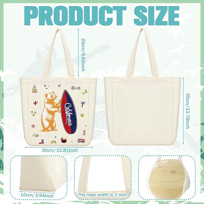 Large Canvas Tote Bags Decorative Themed City Souvenir Gift Bags with Handle Shopping Basket Reusable