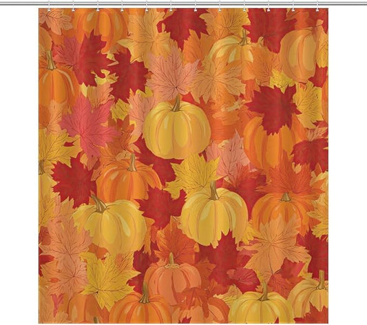 Autumn Pumpkins Fall Thanksgiving Shower Curtain Waterproof Washable Fabric Bathroom Shower Curtains for Bathroom Decorations Home Indoor Decor 64x72Inch