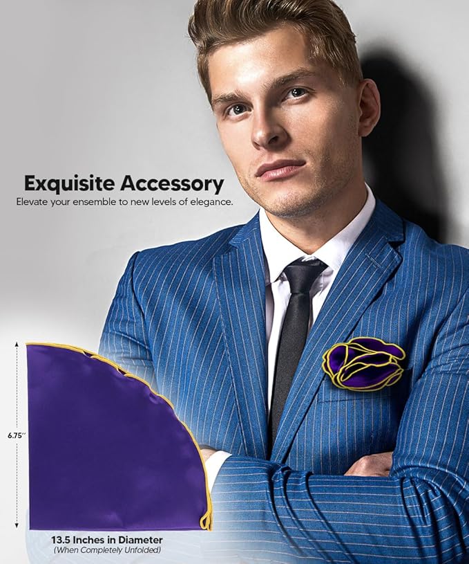 Premium Pre-Folded Four-Point Suit Pocket Square for Men with Sewn Pocket Fold