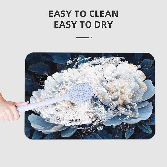 Diatomaceous Earth Bath Mat - Non-Slip Quick-Dry Bathroom Rug with Stylish Prints, Eco-Friendly Absorbent Floor Mat for Shower, Poolside(Vibrant Designs, 15.7 X 23.6Inch)