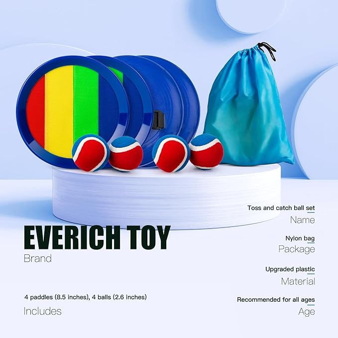 EVERICH TOY Upgraded Toss and Catch Ball Game Set, Outdoor Games for Kids Toys, Stocking Stuffers for Family Games, Beach Pool Yard Christmas Toys Birthday Gifts for Boys Girls 3 4 5 6 7 8-12 Year Old