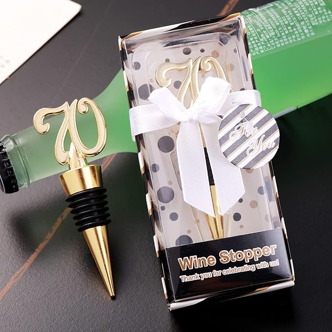 12PCS 70th Birthday Wine Bottle Stopper 70 Birthday Favors for Guests,70th Gold Wedding Anniversary Party Favors Valentine's Day Bridal Shower Souvenir Gift for Guests(12,70th Stopper)