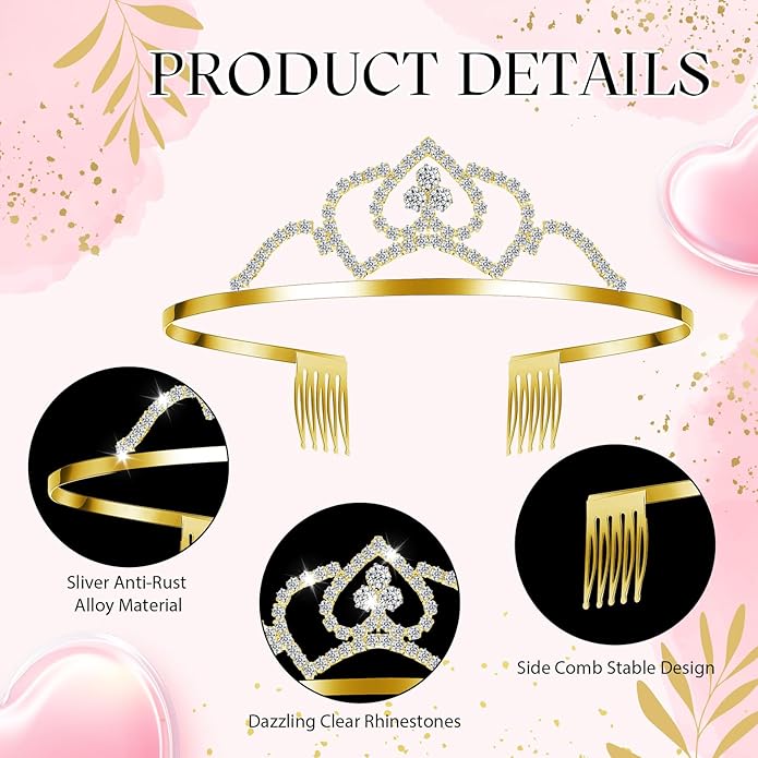 Lyrow 60 Pack Crystal Tiara Crowns Bulk for Women Princess Elegant Tiaras with Combs Rhinestones Crowns Bride Wedding Headbands Birthday Party Headbands