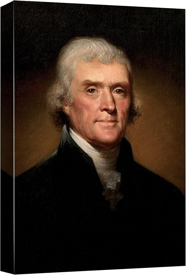 wall26 Canvas Print Wall Art Portrait of Thomas Jefferson People Pop Culture Historical Realism Famous Closeup Colorful Multicolor Classical for Living Room, Bedroom, Office - 24"x36"
