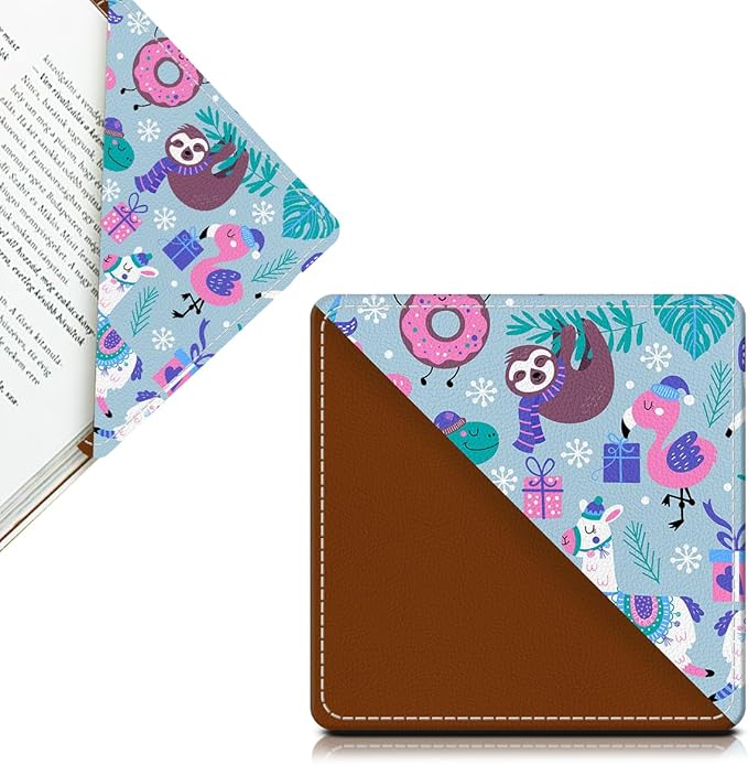 Cute Leather Bookmarks, Fun Triangle Making Corner Bookmark, Book Accessories for Reading Book Lovers, Unbreakable Page Markers for Women Men Cute Winter Animals