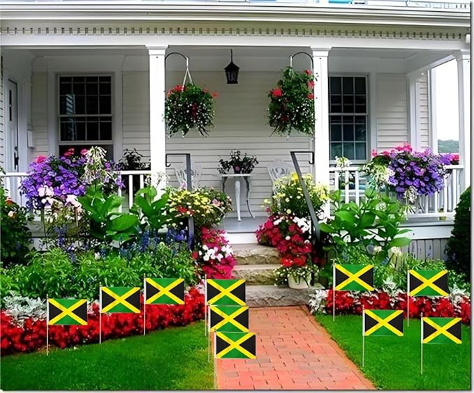 20 Pack Jamaica Flags Jamaican Stick Flag Small Mini Handheld Flags for Decorations,（ 5 × 8inches）, essential for parties and celebrations
