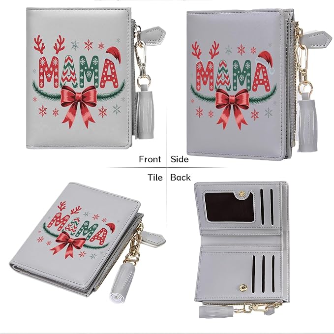 GEEAD Custom Design Small Wallets for Women Bifold Slim Coin Purse Zipper ID Card Holder for Christmas