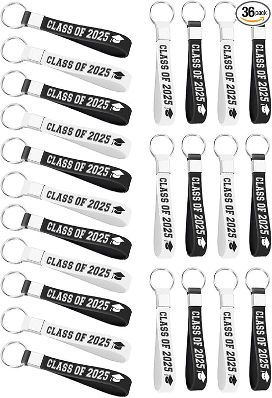 36Pcs Class of 2025 Graduation Party Favors Silicone Keychains Gift Inspirational Silicone Keychains for Class Of 2025 University Senior Graduation Party Goodie Bags Stuffers Supplies