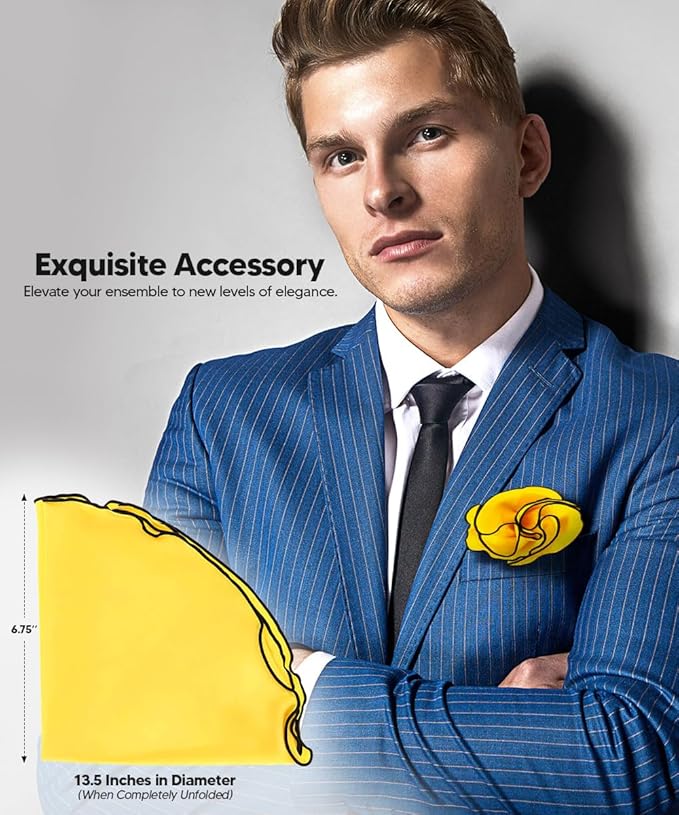 Premium Pre-Folded Four-Point Suit Pocket Square for Men with Sewn Pocket Fold