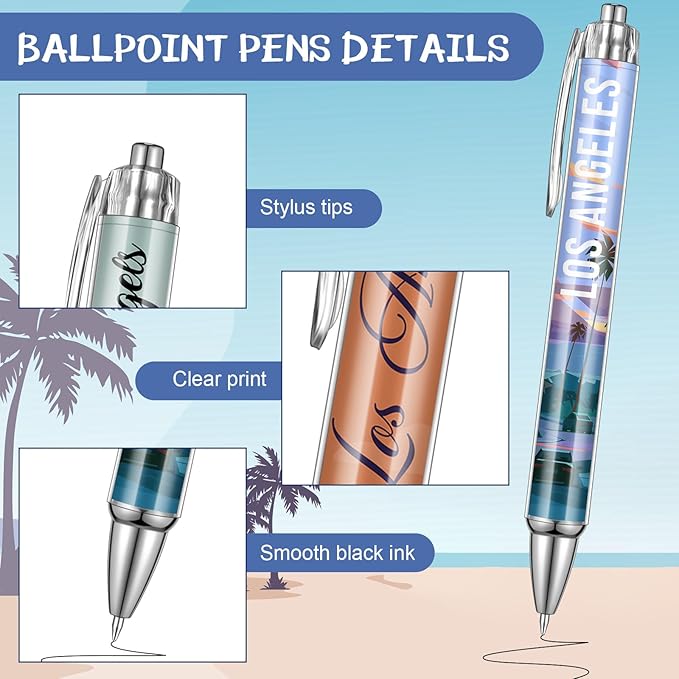 15 Pcs Los Angeles Travel Ballpoint Pens Los Angeles Souvenirs Gifts American Travel Pen Bulk Retractable USA Souvenirs for Office Supplies Traveler Gifts