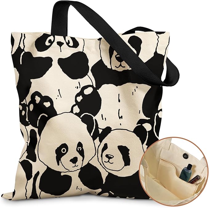 Miss Adola Aesthetic Tote Bag for Girls - with Magnetic Buckle and Zipper Inner Pocket for Women Lady Canvas Cotton Tote Bag