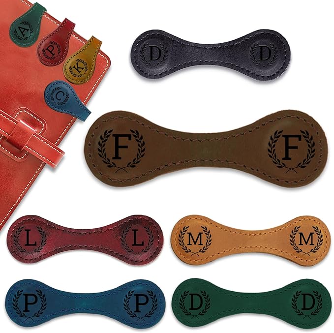 Personalized Magnetic Leather Bookmark - 26 Letters Vintage Engraved Book Marks,Custom Bookmark with Initial,Bookmarks for Women,Reading,Book Lovers (Brown, F)