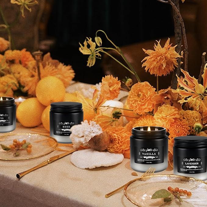 Scented Candles Set - 24 Pack Gradient Black Men Candles for Home Scented, 3.5 oz, Aromatherapy Soy Candle Gifts Set for Men, Birthday, Valentine, Christmas, Anniversary Present for Him