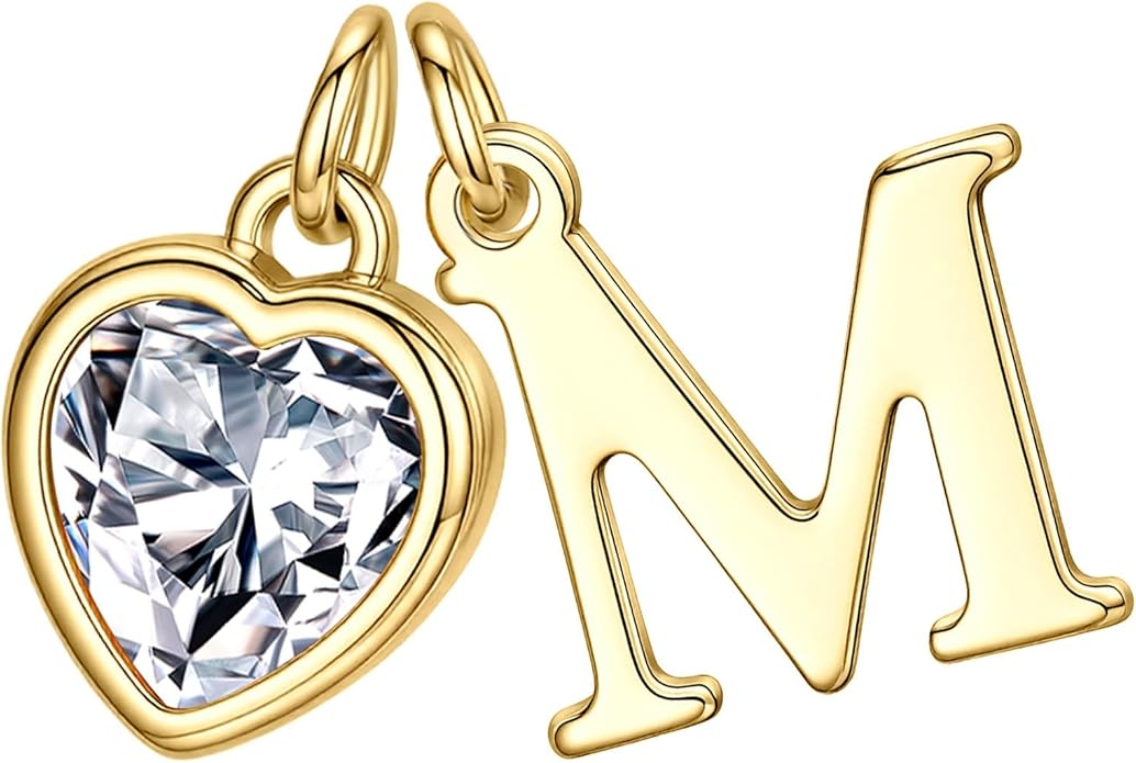 Turandoss Valentines Day Gifts for Her Trendy, Dainty 14K Gold Plated Initial A-Z Heart Birthstone Pendant Necklace Personalized Bridesmaid Birthday Valentines Jewelry Gifts for Women Girls