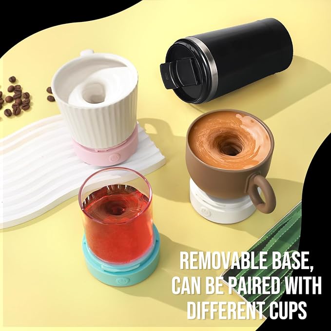 hatisan Self Stirring Coffee Mug With Lid Electric High Speed Self Stirring Mug 400ml Rechargeable Detachable Stainless Steel Self Stirring Cup for Coffee, Milk, Cocoa Christmas Gift(Black)
