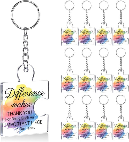 Team Appreciation Gifts for Employee Coworker Staff Bulk, Teamwork Thank You Gift Set Puzzle Piece Acrylic Keychains