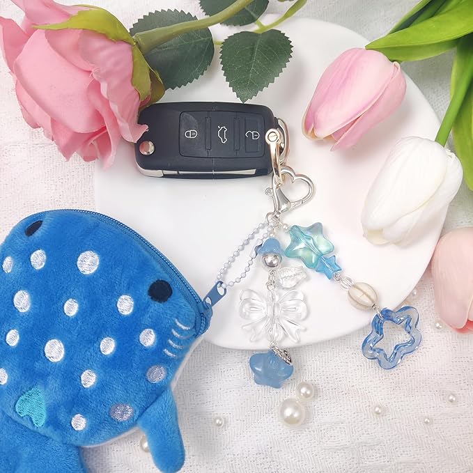Cute Keychain Whale Shark Coin Purse Keychain Cute Plush Zipper Change Pouch, Kawaii Handmade Wallet for Women