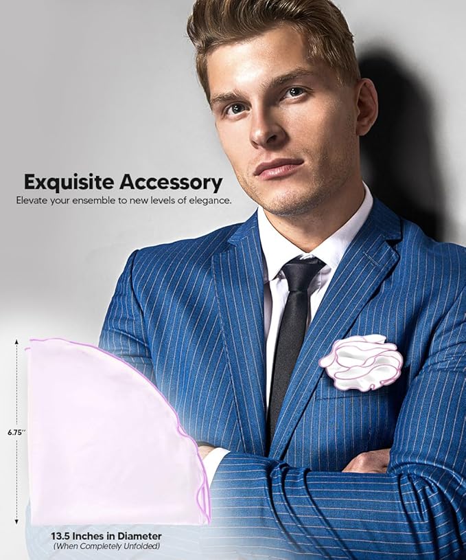Premium Pre-Folded Four-Point Suit Pocket Square for Men with Sewn Pocket Fold