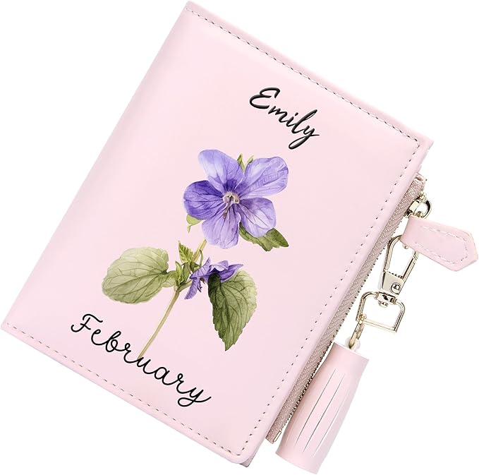 GEEAD Custom Design Small Wallets for Women Bifold Slim Coin Purse Zipper ID Card Holder PU Leather
