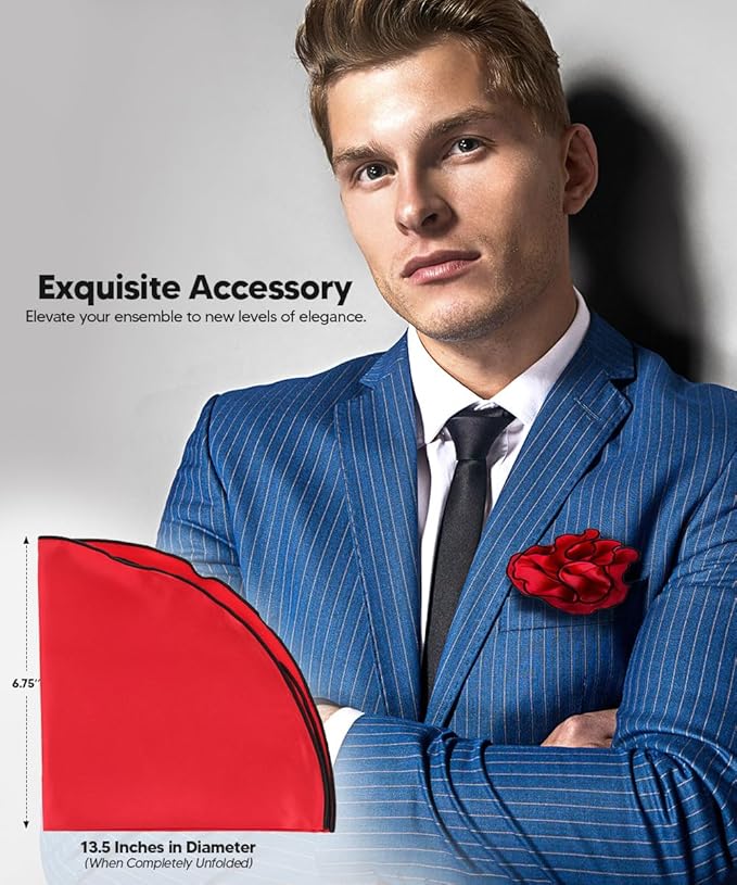 Premium Pre-Folded Four-Point Suit Pocket Square for Men with Sewn Pocket Fold
