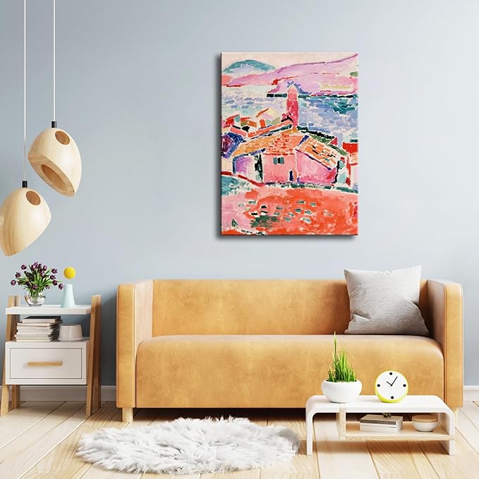 Wieco Art Canvas Print Wall Art View of Collioure 1905 by Henri Mattise Abstract Colorful Art Matisse Posters Canvas Prints for Wall and Home Office Decorations